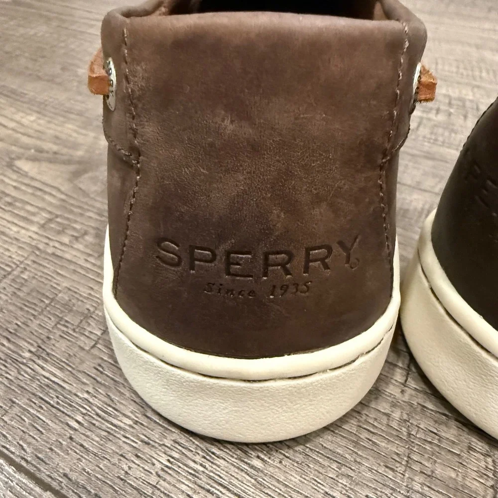 Sperry Top-Sider Mens Dark Brown Leather Boat Shoes Sneaker Sole STS22510